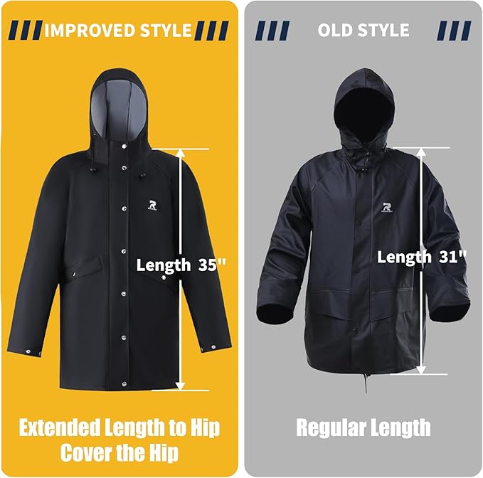 RainRider Rain Suits Waterproof for Men Women Heavy Duty Rain Gear Reflective Jacket Bib Pants 3 Pieces Rainwear