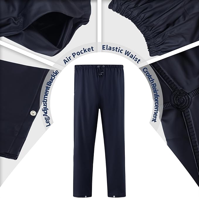 RainRider Rain Suits Waterproof for Men Women Heavy Duty Rain Gear Reflective Jacket Bib Pants 3 Pieces Rainwear