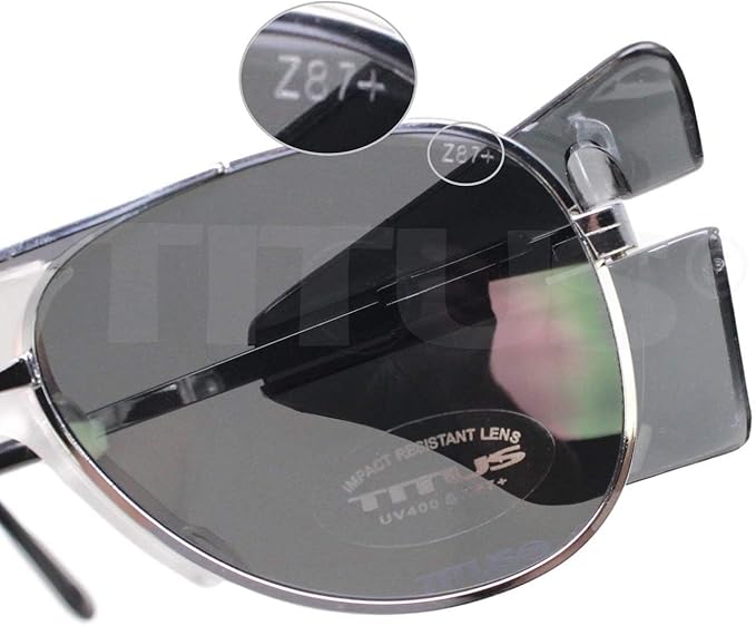 TITUS G77 Premium Metal Frame Aviator Z87+, Z87.1 Safety Glasses Side Shield Motorcycle Shooting DOT ANSI CE Approved Eyewear