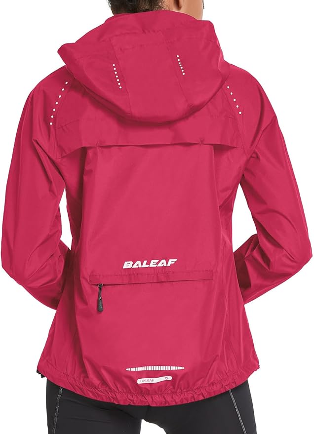 baleaf Women's Rain Jackets Waterproof Windbreaker Packable Running Lightweight Cycling Jacket Reflective Hooded