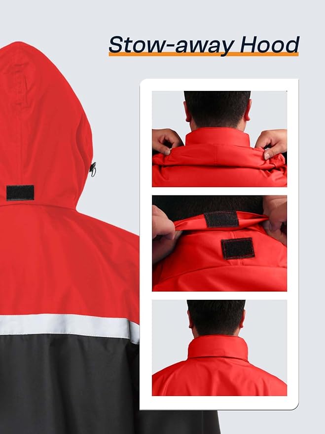 Men's Rain Suit High Visibility Reflective Work Rain Jacket Pants for All Sport Farm Fishing Motorcycle