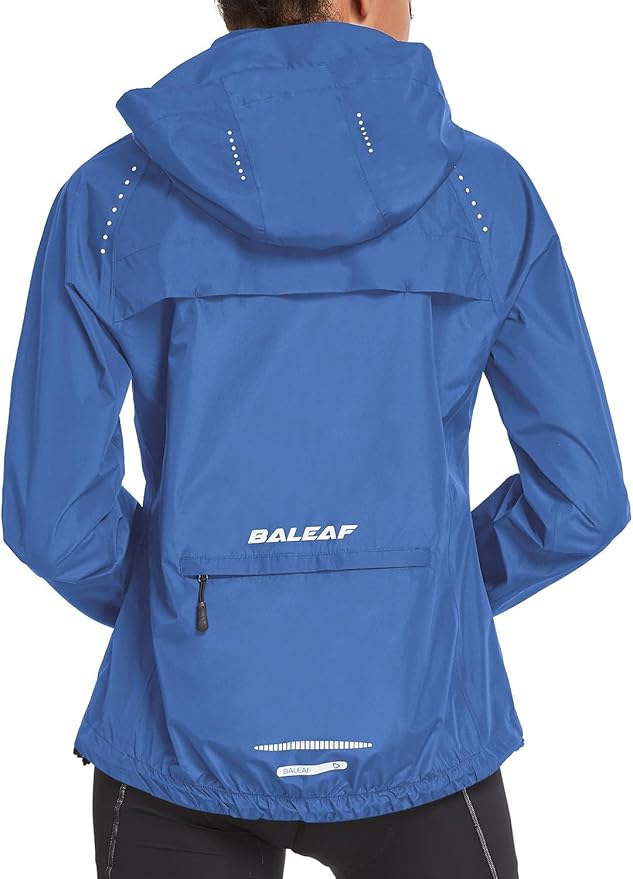baleaf Women's Rain Jackets Waterproof Windbreaker Packable Running Lightweight Cycling Jacket Reflective Hooded
