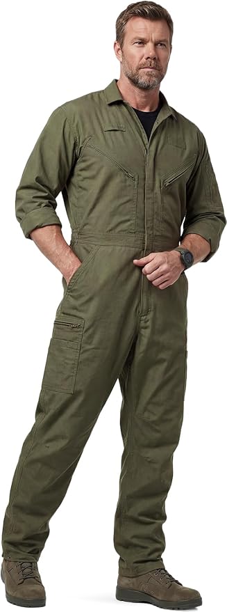 CQR Men's Tactical Ripstop Zip-Front Coverall, Lightweight Durable Utility Work Jumpsuit for Mechanics and Technicians