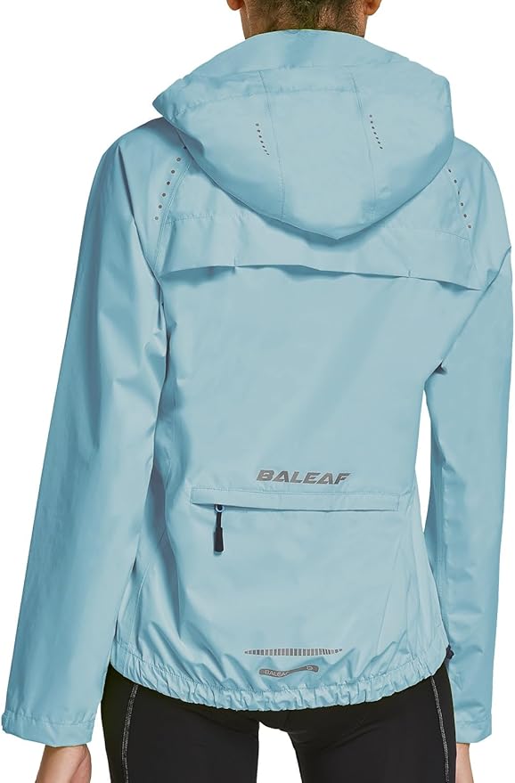baleaf Women's Rain Jackets Waterproof Windbreaker Packable Running Lightweight Cycling Jacket Reflective Hooded