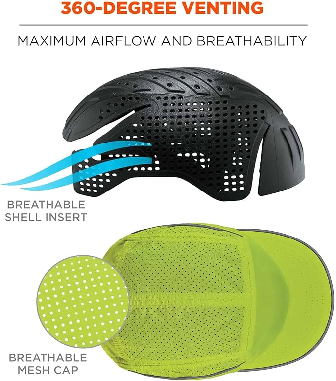Ergodyne Skullerz 8955 Lightweight Bump Cap, Baseball Hat Style, Breathable Head Protection