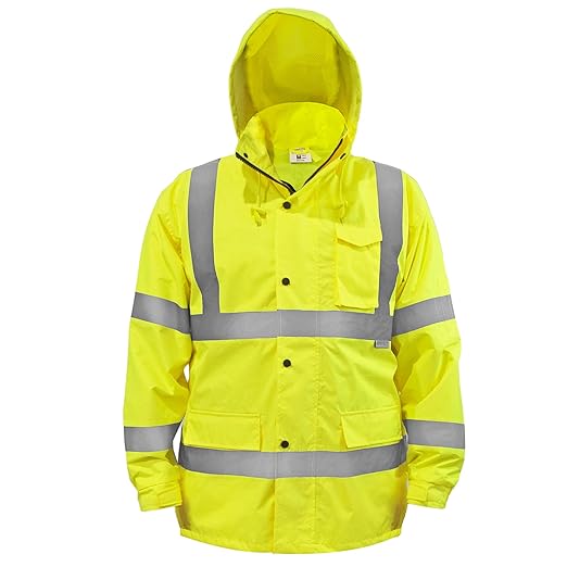 JORESTECH Hi-Visibility Waterproof Rain Jacket with Mesh Lining, ANSI/ISEA 107-2015 Class 3 Type R, Lightweight Wind-Resistant Safety Jacket