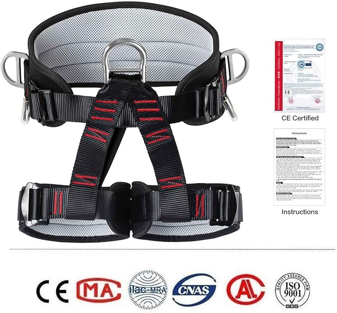Thicken Professional Safety Belt with Magnesium Alloy Connection Ring - Tree Climbing, Fire Rescue, Rappelling Gear