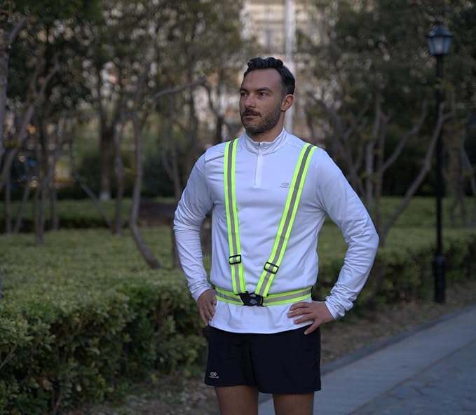 Dazonity High Visibility Safety Vest,Lightweight,Adjustable & Elastic Vest,Hi Vis Reflective Strips, Fit for Men & Women, Construction,Cycling, Runnning, Surveyor, (Yellow)