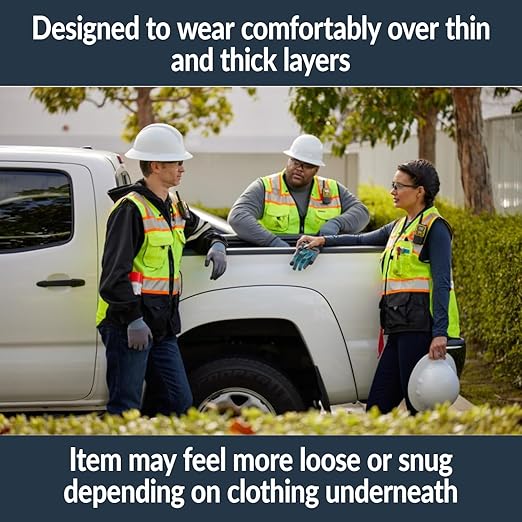 Kishigo Premium Black Series Men's Surveyors Vest S5002, Class 2 Hi-Vis Safety Vest, 10 Pockets with Reinforced Front Zipper Closure & Durable Webbing, ANSI/ISEA 107 Compliant (Lime/Black, 4XL)