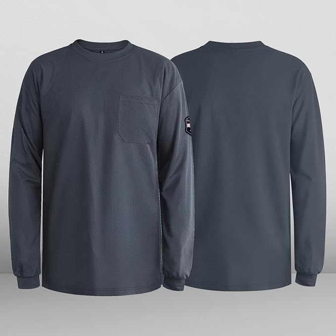 Welding Shirts for Men 7.5OZ FR Shirts, Flame Resistant FR Jackets for Men with Reinforced Sewing, Men's Fire Retardant Welding Shirt, Durable to Use, Grey-YL 3XL