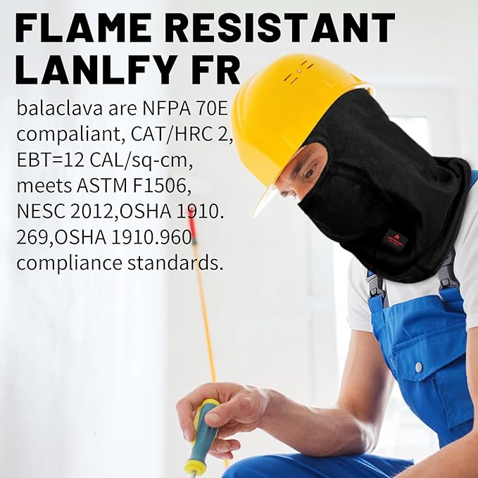 FR Face Mask for Men – Fire Resistant Balaclava Welding Head Cover, 100% Cotton Full Face Hood & Neck Protector