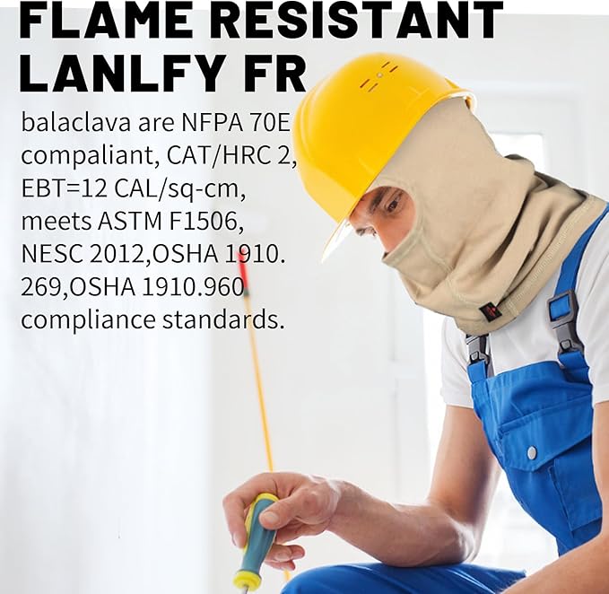 FR Face Mask for Men – Fire Resistant Balaclava Welding Head Cover, 100% Cotton Full Face Hood & Neck Protector