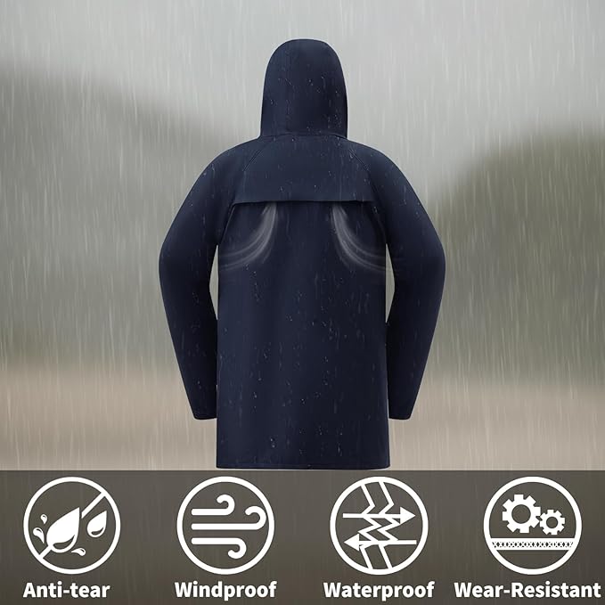 RainRider Rain Suits Waterproof for Men Women Heavy Duty Rain Gear Reflective Jacket Bib Pants 3 Pieces Rainwear