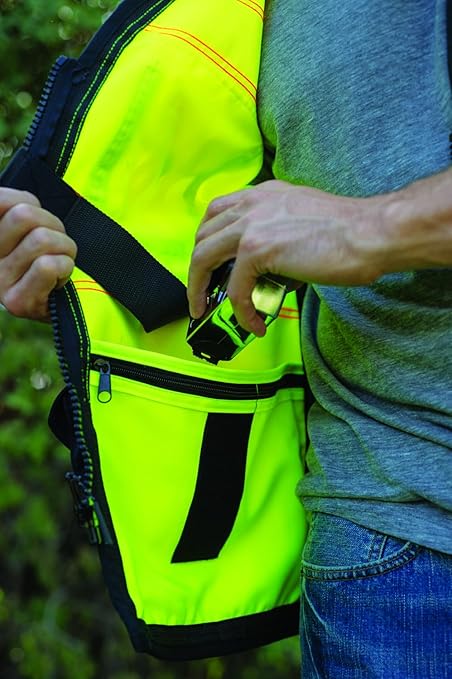 Kishigo Premium Black Series Men's Surveyors Vest S5002, Class 2 Hi-Vis Safety Vest, 10 Pockets with Reinforced Front Zipper Closure & Durable Webbing, ANSI/ISEA 107 Compliant (Lime/Black, 3XL)