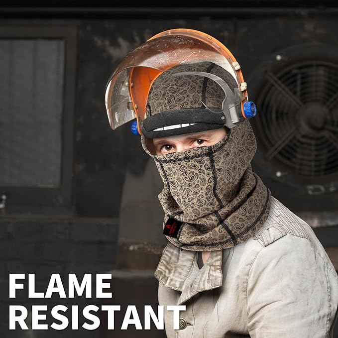 FR Face Mask for Men – Fire Resistant Balaclava Welding Head Cover, 100% Cotton Full Face Hood & Neck Protector