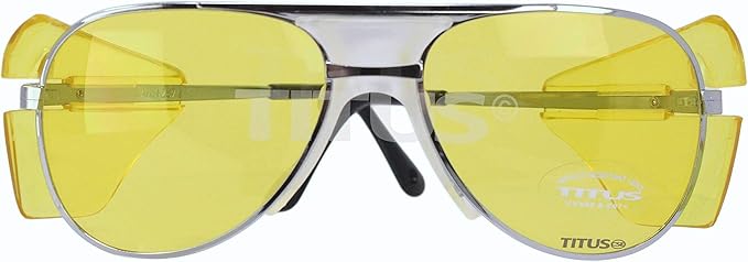 TITUS G77 Premium Metal Frame Aviator Z87+, Z87.1 Safety Glasses Side Shield Motorcycle Shooting DOT ANSI CE Approved Eyewear
