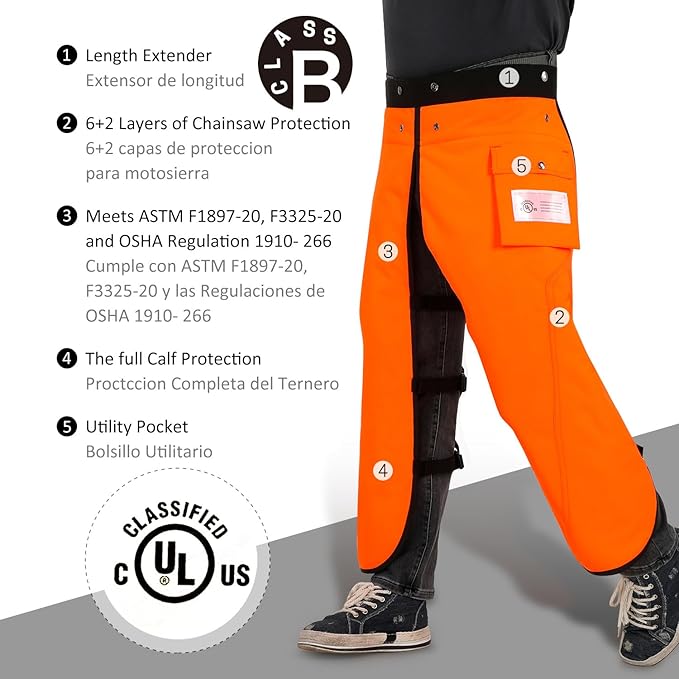 Chainsaw Chaps Apron 8-Layer Wrap for Men/Women Loggers Forest Workers Protective Chain Saw Pants Adjustable