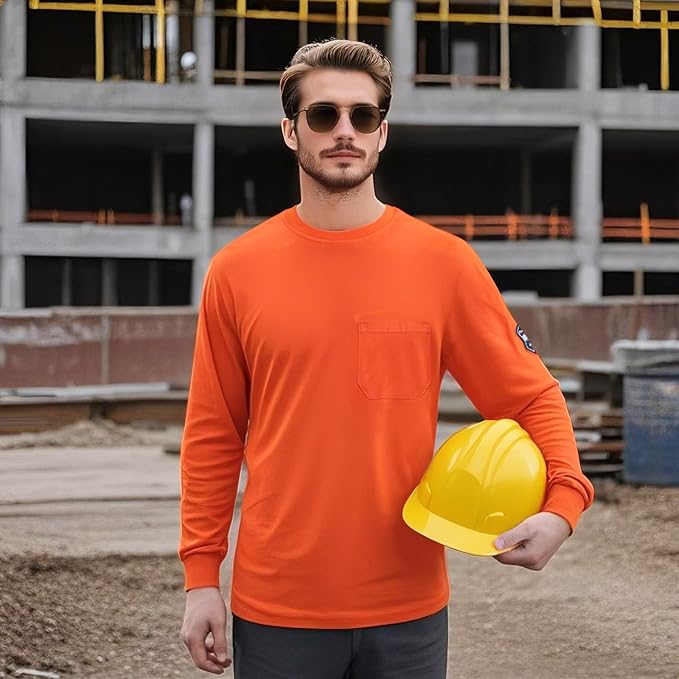Welding Shirts for Men 7.5OZ FR Shirts, Flame Resistant FR Jackets for Men with Reinforced Sewing, Men's Fire Retardant Welding Shirt, Durable to Use, Orange-YL 3XL