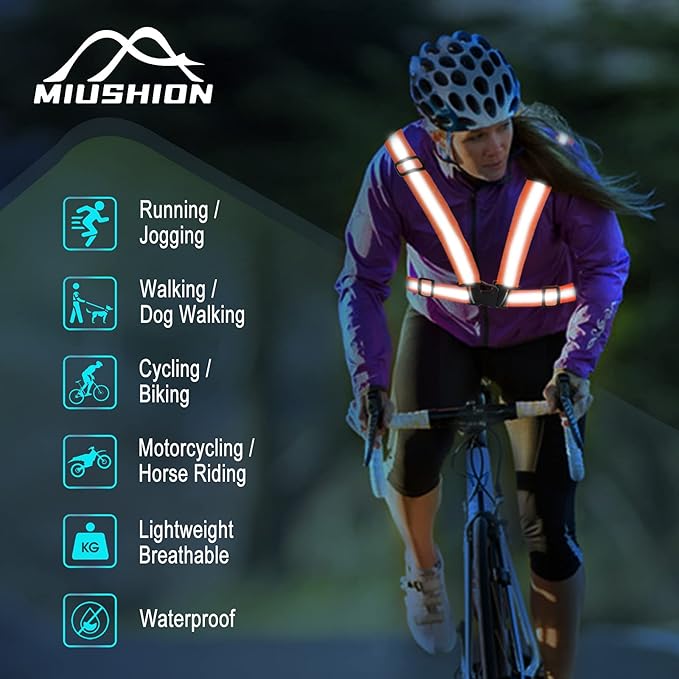 Reflective Vest - Running Vest Reflector, Reflective Running Vest with Safety Straps, High Visibility Reflector