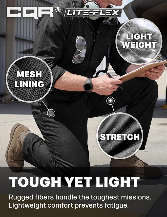 CQR Men's Tactical Ripstop Zip-Front Coverall, Lightweight Durable Utility Work Jumpsuit for Mechanics and Technicians