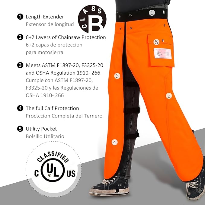 Chainsaw Chaps Apron 8-Layer Wrap for Men/Women Loggers Forest Workers Protective Chain Saw Pants Adjustable