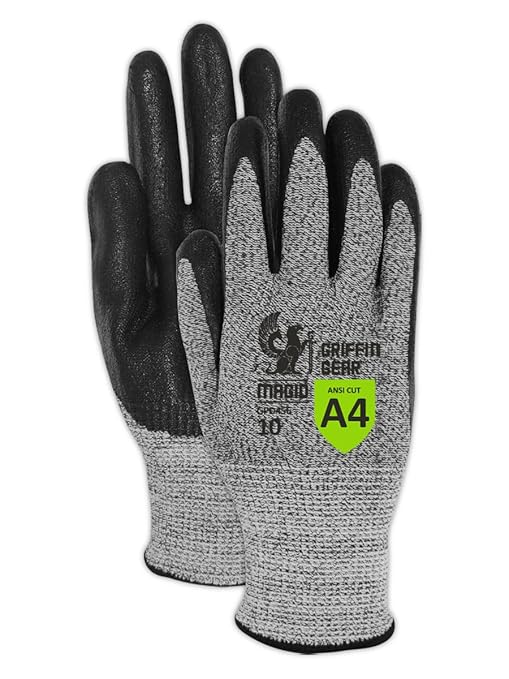 MAGID Griffin Gear ANSI A4 Liquid Repellent Nitrile Work Gloves, 96 Pairs, Size 10/XL (GPD456)
