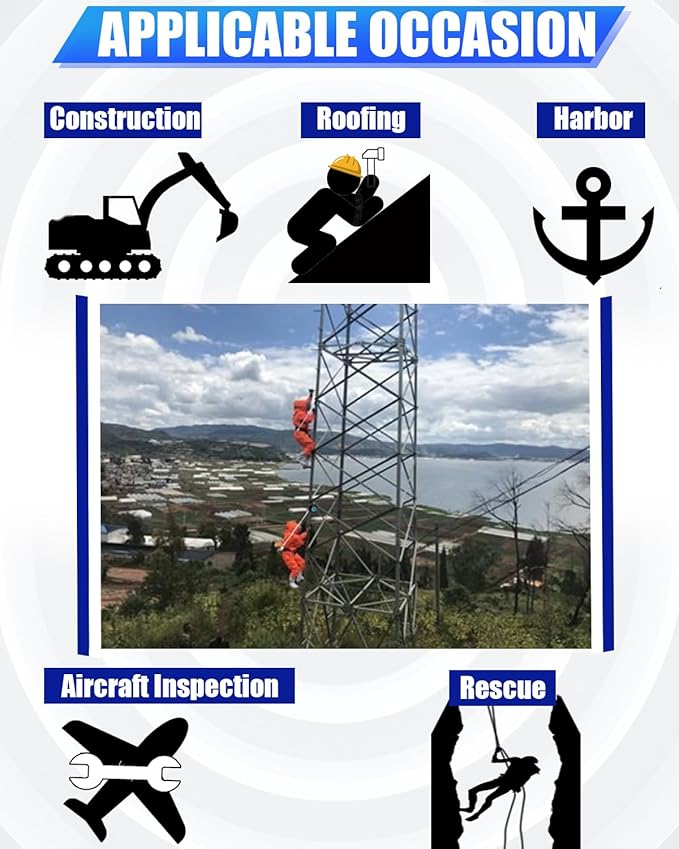 50FT Self Retracting Lifeline, Shemior Fall Arrest Protection PPE Gear, No Tangle Web SRL, Self Retractable Safety Lanyard, OSHA/ANSI Compliant