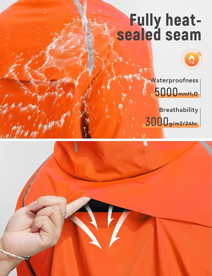 baleaf Men's Rain Jacket Waterproof Windbreaker Raincoat Running Cycling Hiking Gear Hood Lightweight Reflective Packable