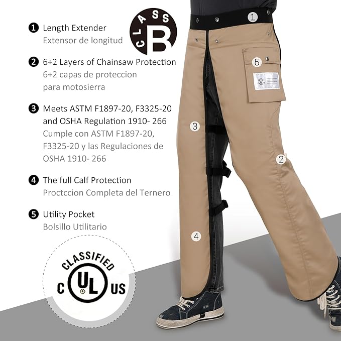 Chainsaw Chaps Apron 8-Layer Wrap for Men/Women Loggers Forest Workers Protective Chain Saw Pants Adjustable