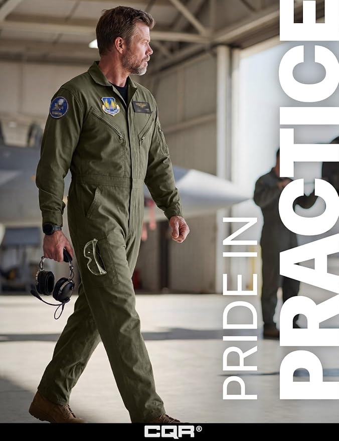 CQR Men's Tactical Ripstop Zip-Front Coverall, Lightweight Durable Utility Work Jumpsuit for Mechanics and Technicians