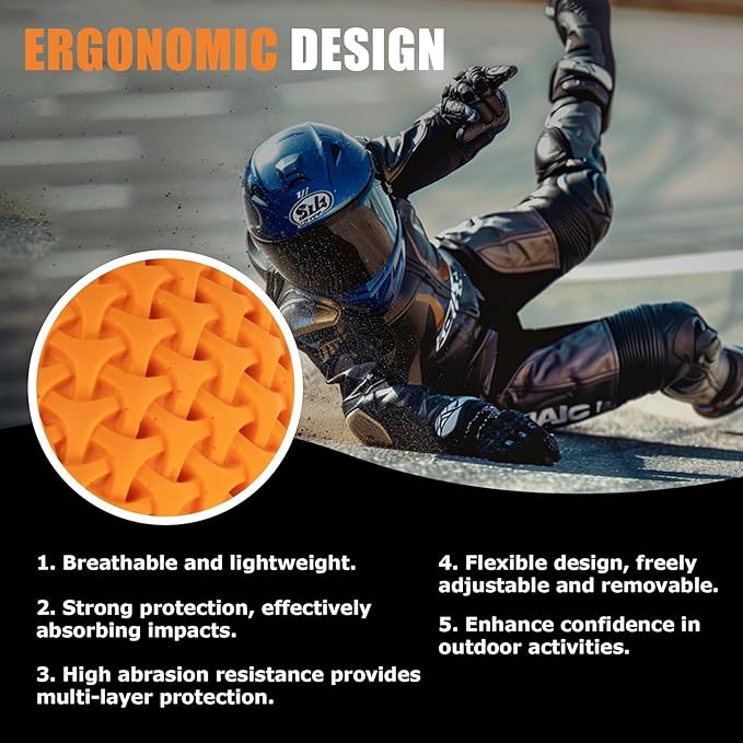 PSLER CE Level 1 Certified Motorcycle Armor Back Pad and CE Level 2 Certified Elbow and Shoulder Protection Pads Set,Motorcycle Armor Back Protector Inserts for Motorcycle Jackets,5PCS