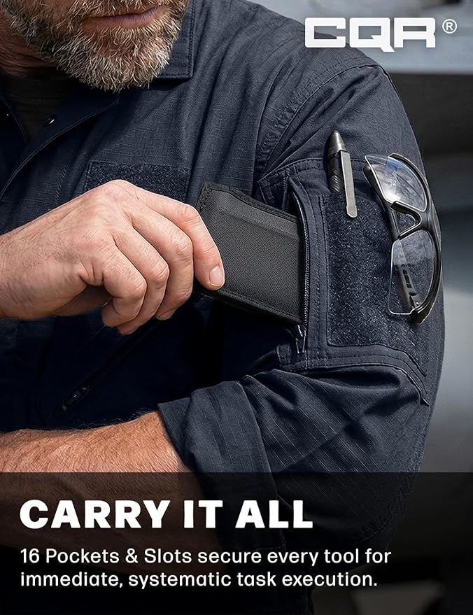 CQR Men's Tactical Ripstop Zip-Front Coverall, Lightweight Durable Utility Work Jumpsuit for Mechanics and Technicians
