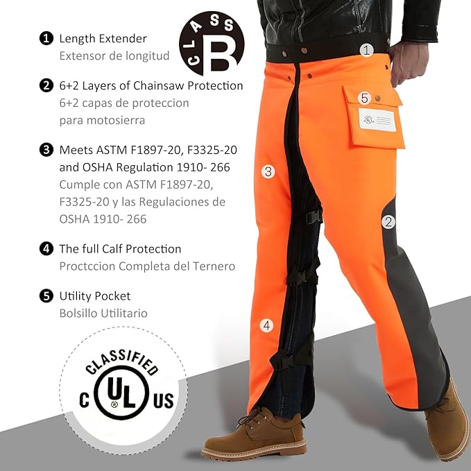 Chainsaw Chaps Apron 8-Layer Wrap for Men/Women Loggers Forest Workers Protective Chain Saw Pants Adjustable