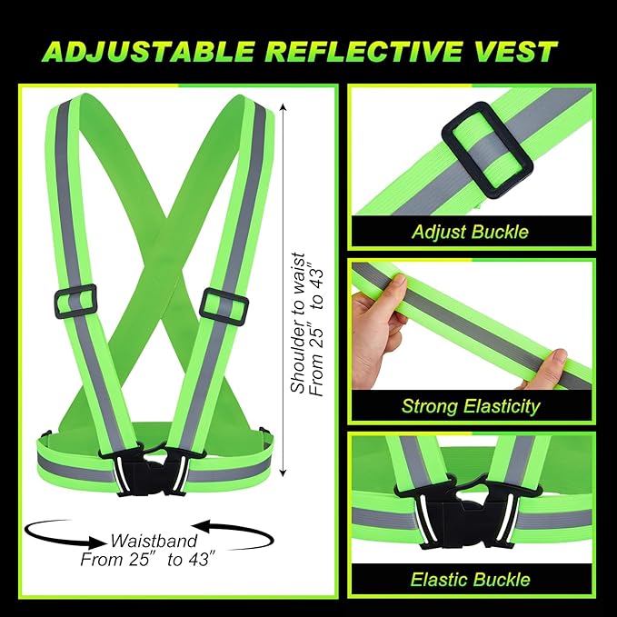 Hercicy 30 Pcs Green Reflective Vest High Visibility Safety Vest Adjustable Straps for Job Site Crew Construction Traffic Control Warehouse Use (Green)