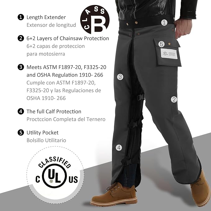 Chainsaw Chaps Apron 8-Layer Wrap for Men/Women Loggers Forest Workers Protective Chain Saw Pants Adjustable