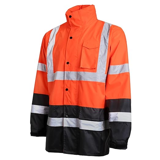 JORESTECH Hi-Visibility Waterproof Rain Jacket with Mesh Lining, ANSI/ISEA 107-2015 Class 3 Type R, Lightweight Wind-Resistant Safety Jacket