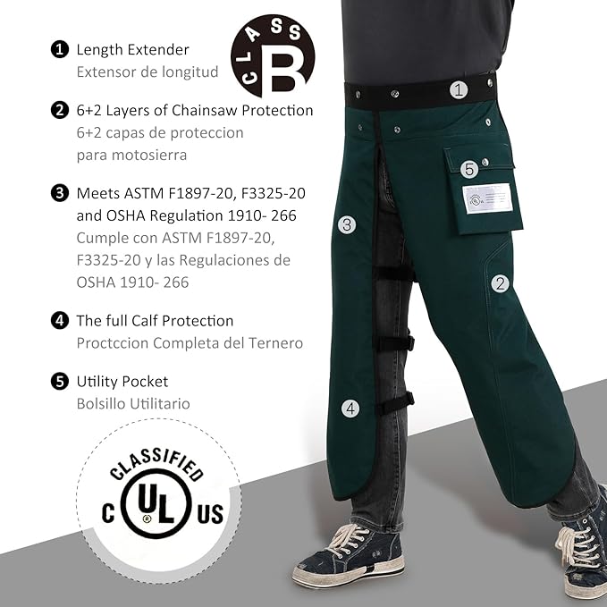Chainsaw Chaps Apron 8-Layer Wrap for Men/Women Loggers Forest Workers Protective Chain Saw Pants Adjustable