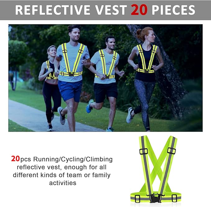 Reflective Vest - Running Vest Reflector, Reflective Running Vest with Safety Straps, High Visibility Reflector