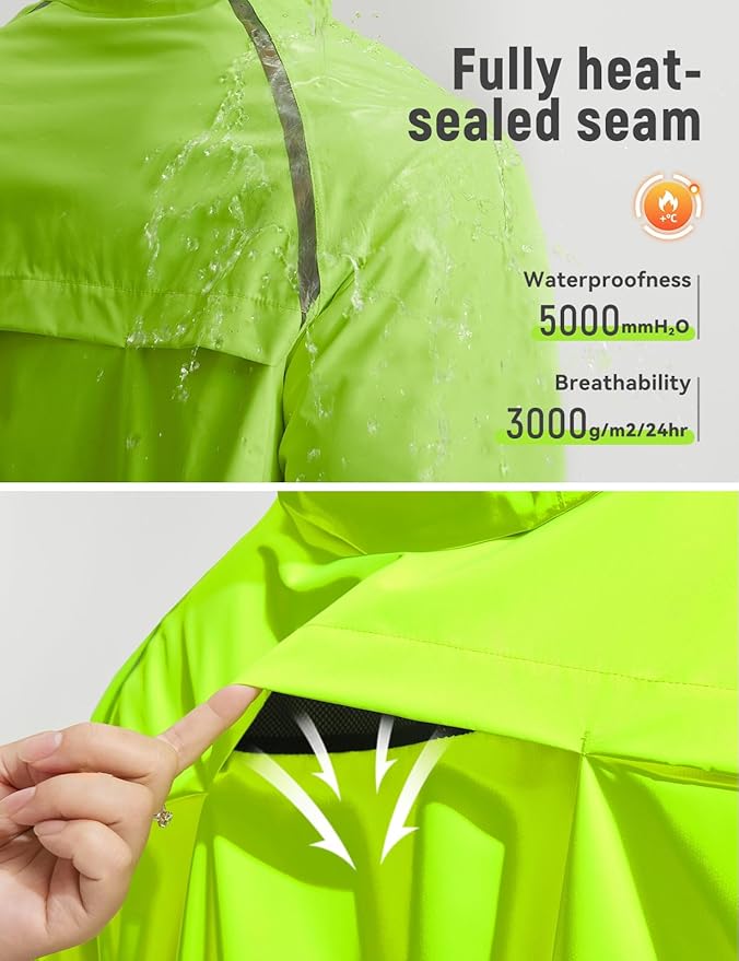 baleaf Men's Rain Jacket Waterproof Windbreaker Raincoat Running Cycling Hiking Gear Hood Lightweight Reflective Packable
