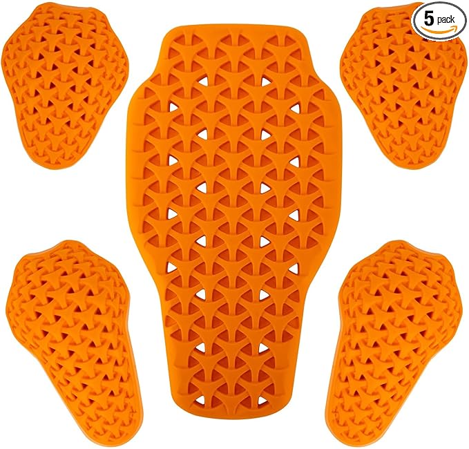 PSLER CE Level 1 Certified Motorcycle Armor Back Pad and CE Level 2 Certified Elbow and Shoulder Protection Pads Set,Motorcycle Armor Back Protector Inserts for Motorcycle Jackets,5PCS