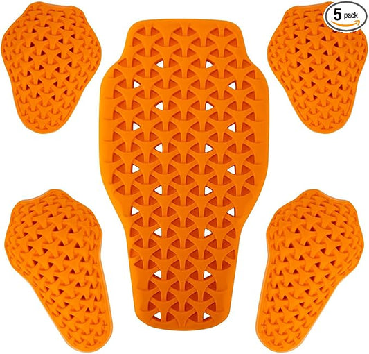 PSLER CE Level 1 Certified Motorcycle Armor Back Pad and CE Level 2 Certified Elbow and Shoulder Protection Pads Set,Motorcycle Armor Back Protector Inserts for Motorcycle Jackets,5PCS