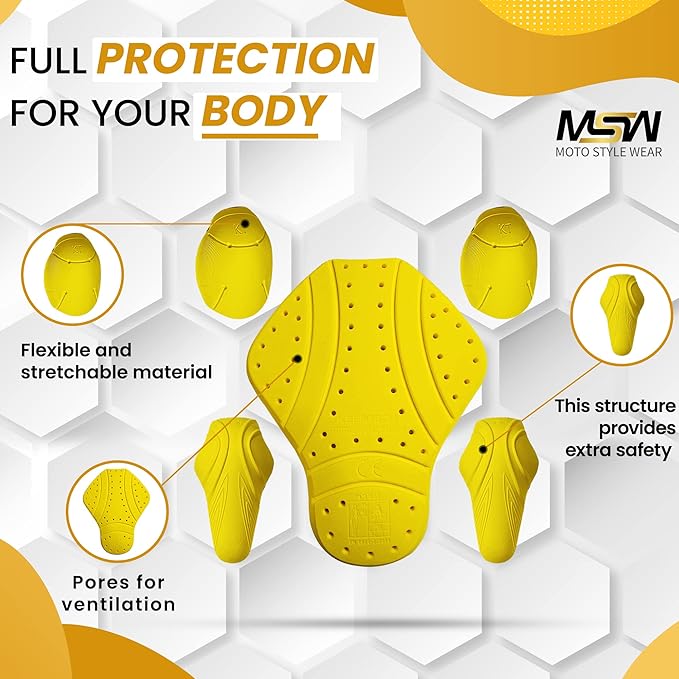 5 PC - CE Level 2 certified armor pads l Level 2 Approved Back, Shoulder And Elbows armor protector inserts for Motorcycle Jackets.