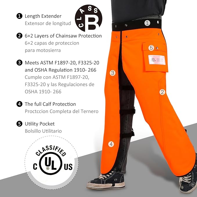 Chainsaw Chaps Apron 8-Layer Wrap for Men/Women Loggers Forest Workers Protective Chain Saw Pants Adjustable