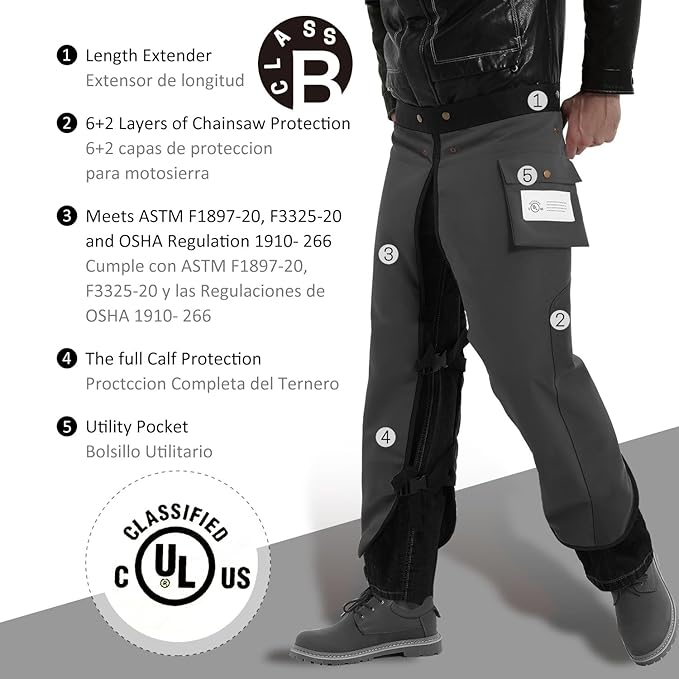 Chainsaw Chaps Apron 8-Layer Wrap for Men/Women Loggers Forest Workers Protective Chain Saw Pants Adjustable