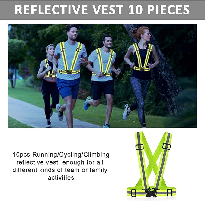Reflective Vest - Running Vest Reflector, Reflective Running Vest with Safety Straps, High Visibility Reflector