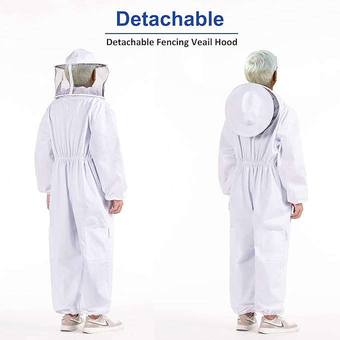 Professional Bee Suits for Men Women Sting Proof with Round Veil, Sting-Proof Full Body Protection Beekeeping Suit with Glove