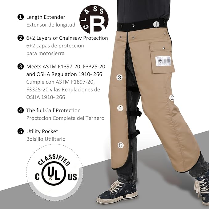 Chainsaw Chaps Apron 8-Layer Wrap for Men/Women Loggers Forest Workers Protective Chain Saw Pants Adjustable