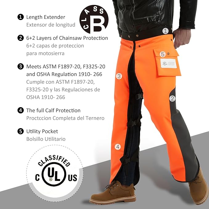 Chainsaw Chaps Apron 8-Layer Wrap for Men/Women Loggers Forest Workers Protective Chain Saw Pants Adjustable