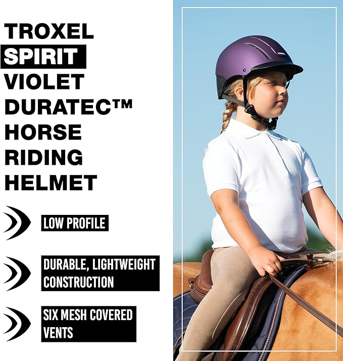 Troxel Spirit Duratec Full Coverage Horse Riding Helmet, Low-Profile Adjustable Design, Safety Horseback Riding Gear