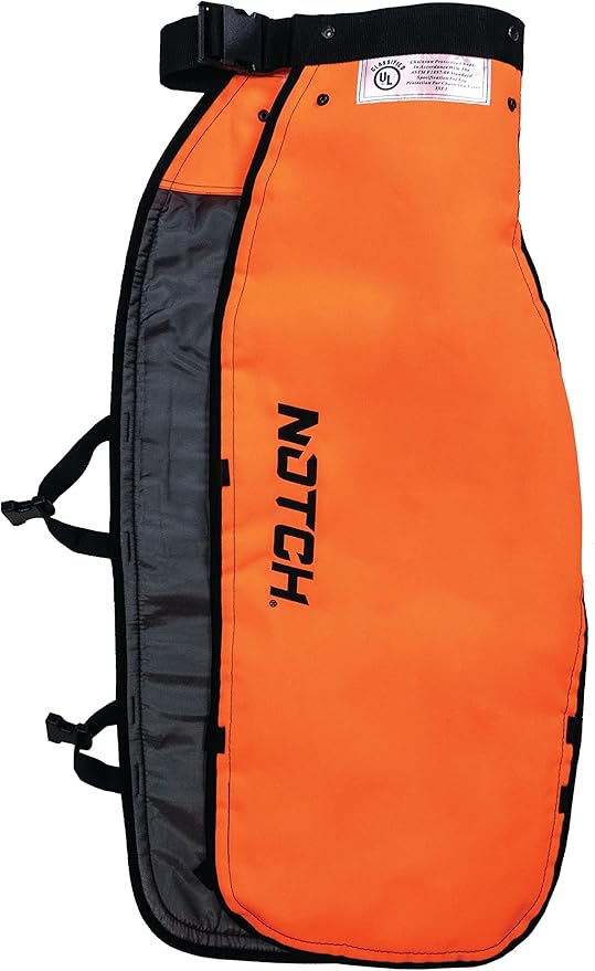 Notch Hi-vis Safety Orange Apron Style Chainsaw Chaps, Type A Frontal Protection 5 Layer Chain-Stopping Protective Fiber